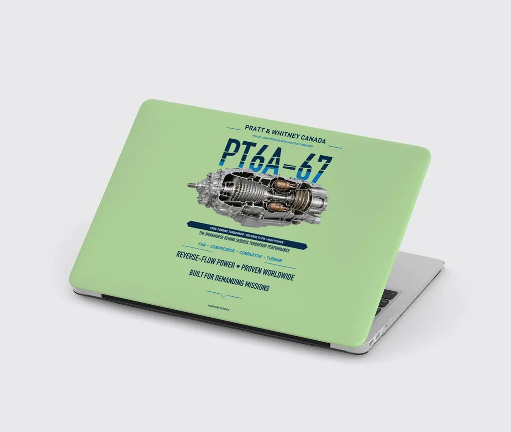 PT6A-67 design on light green MacBook case