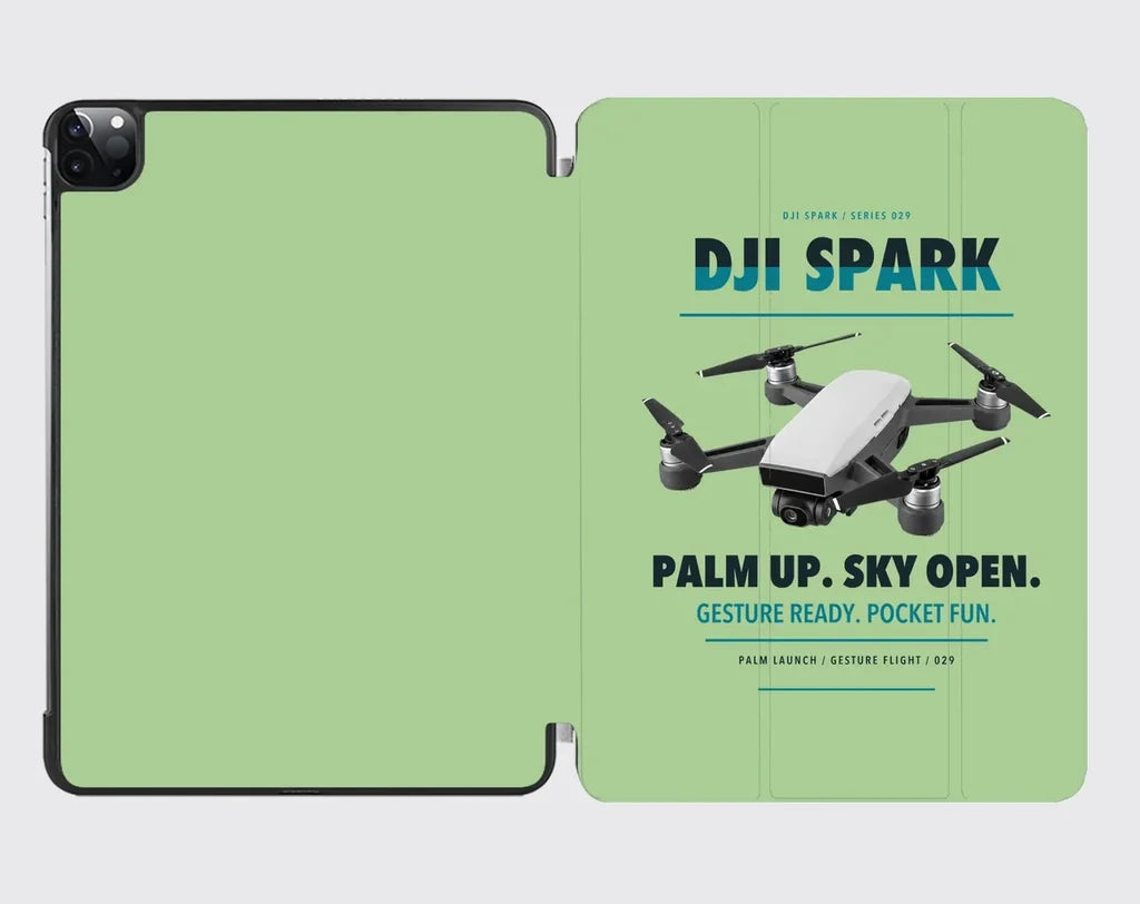 DJI Spark design on light green ipad tablet case