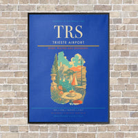 Thumbnail for Trieste Airport TRS vertical canvas print - framed - blue background