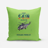 Thumbnail for Sikorsky S-61N design on light green pillow
