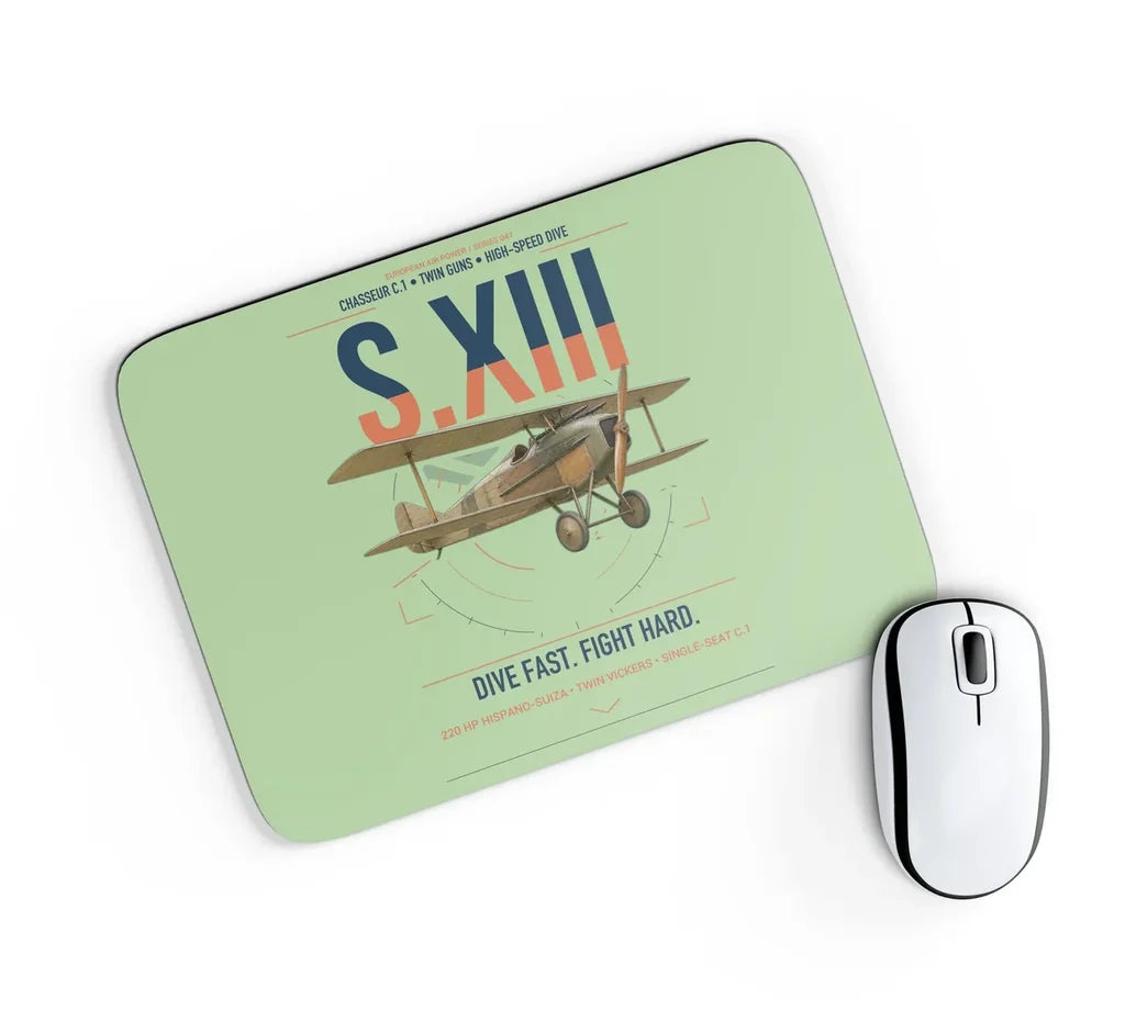SPAD S.XIII C.1 design on light green rectangle mouse pad