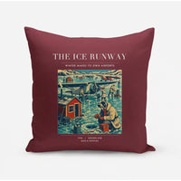 Thumbnail for VINTAGE G4041 - The Ice Runway - Designed Pillows design on darkred