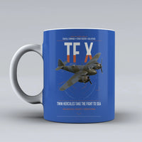 Thumbnail for Bristol Beaufighter TF X design on blue ceramic mug, double-side print
