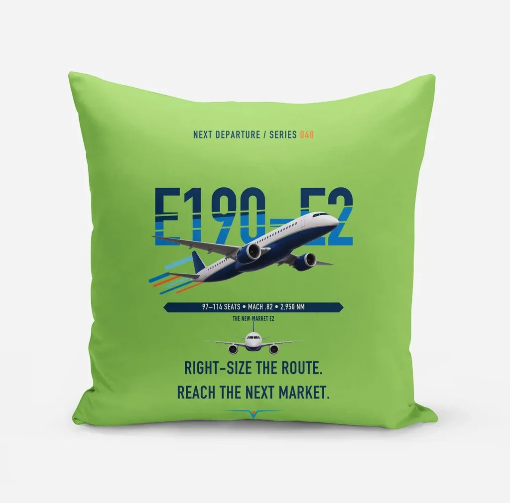 Embraer E190-E2 design on light green pillow