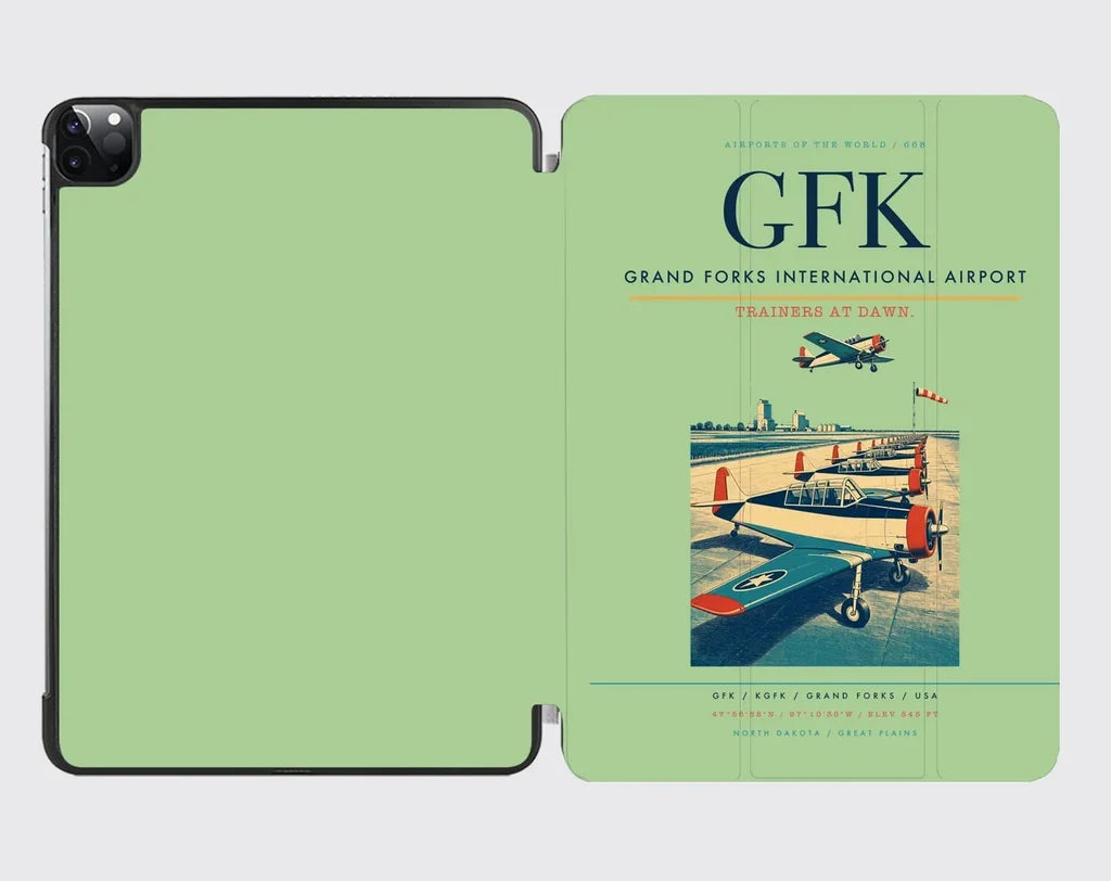 Grand Forks International Airport (GFK) design on light green ipad tablet case