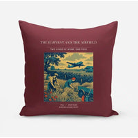 Thumbnail for VINTAGE G4510 - The Harvest And The Airfield - Designed Pillows design on darkred