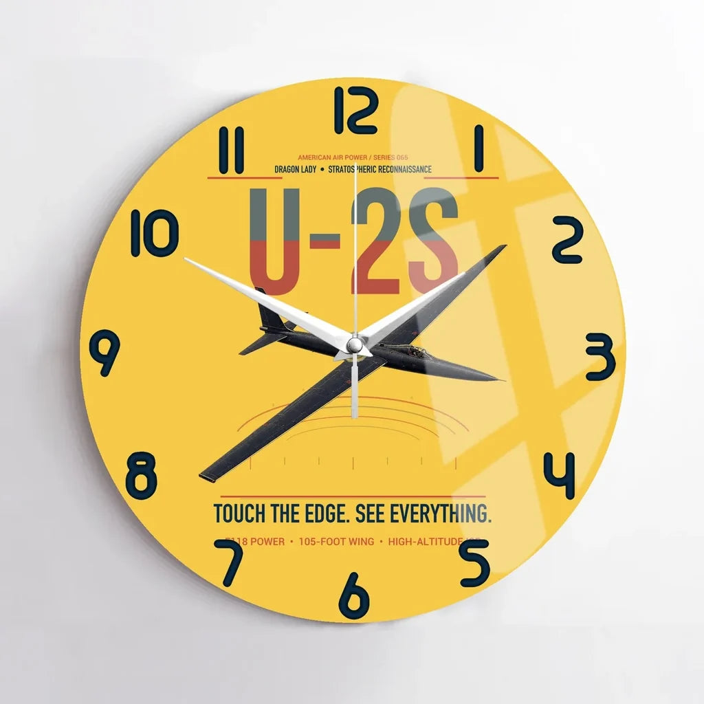 U-2S Dragon Lady design on yellow no frame wall clock
