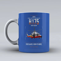 Thumbnail for Airbus H175 design on blue ceramic mug, double-side print