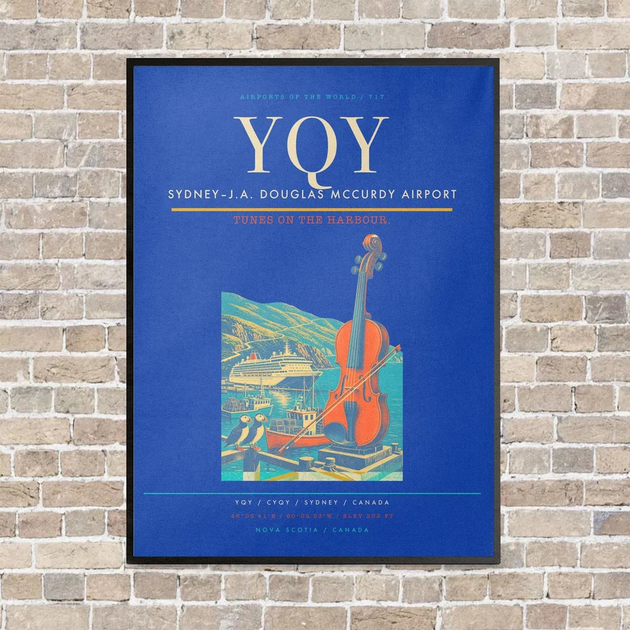 Sydney–J.A. Douglas McCurdy Airport YQY vertical canvas print - framed - blue background