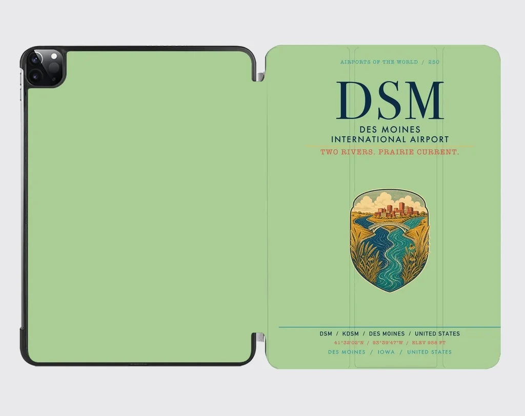 Des Moines International Airport (DSM) design on light green ipad tablet case