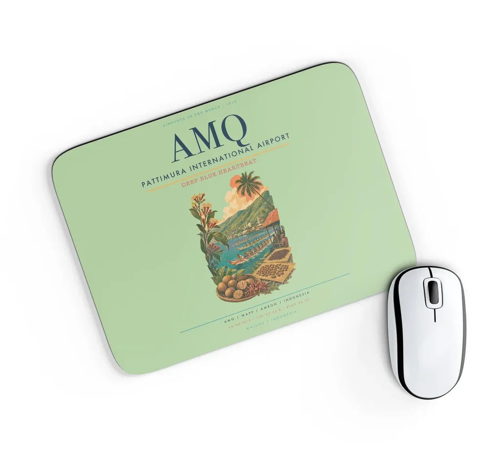 Pattimura International Airport (AMQ) design on light green rectangle mouse pad