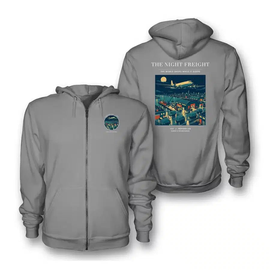 VINTAGE G4111 - The Night Freight - Premium Zipped Hoodie design on gray