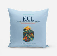 Thumbnail for Kuala Lumpur International Airport (KUL) design on light blue pillow