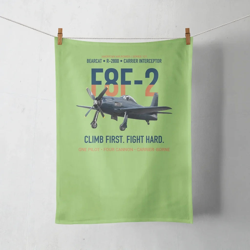 F8F-2 Bearcat Climb First Fight Hard design on light green towel