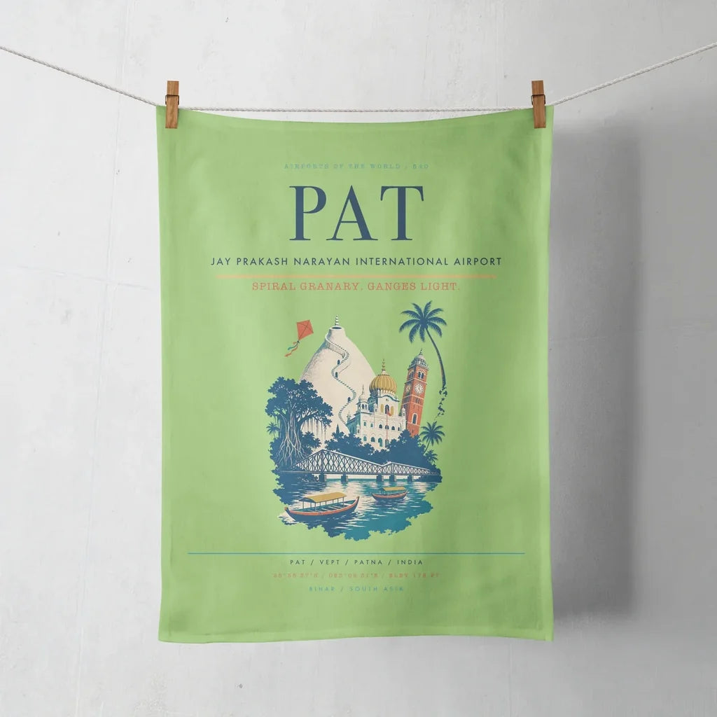 Jay Prakash Narayan International Airport (PAT) design on light green towel