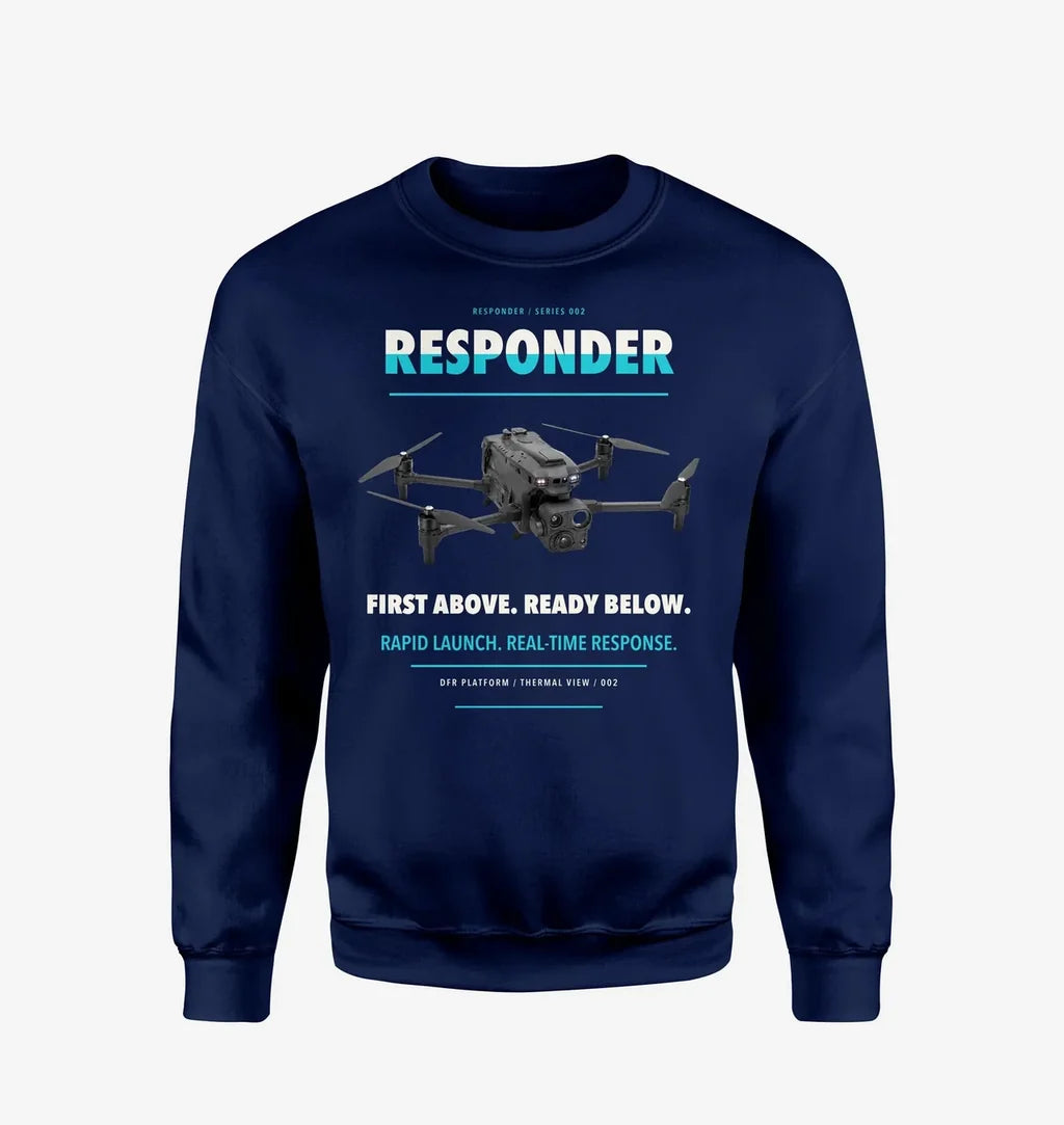 BRINC Responder design on navy blue sweatshirt