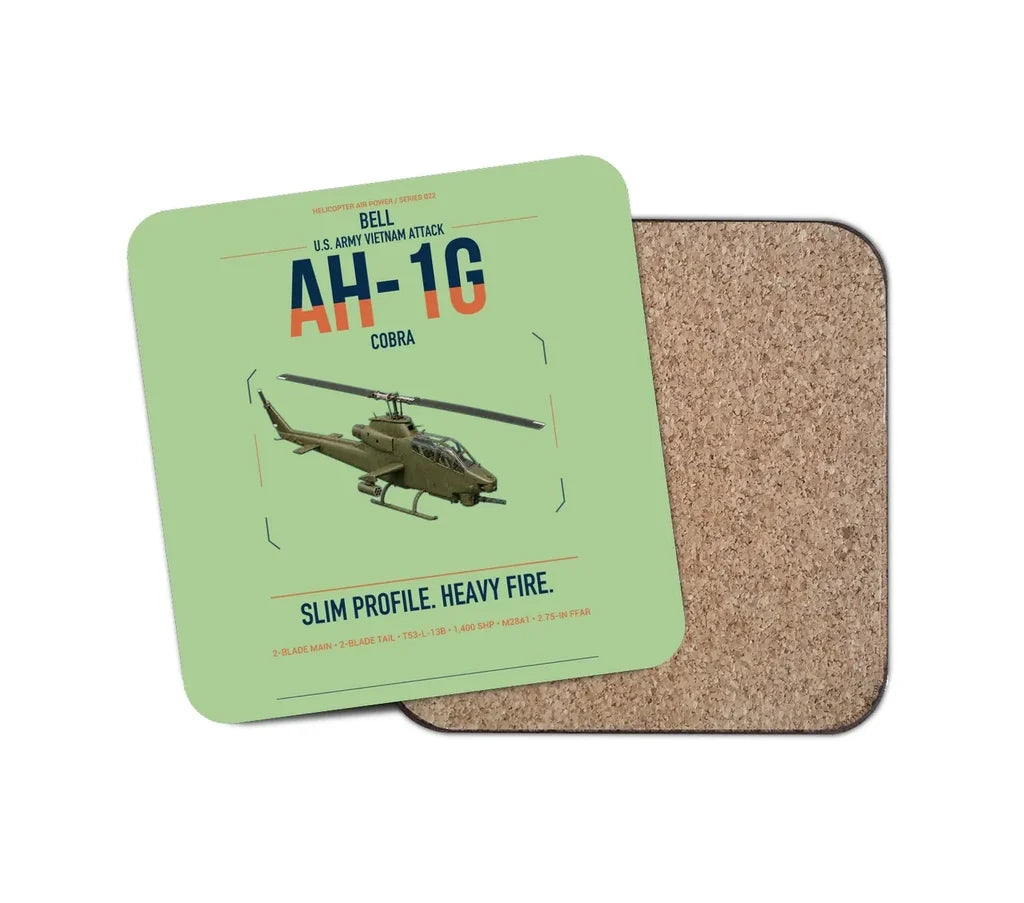 Bell AH-1G Cobra design on light green 1 piece coaster