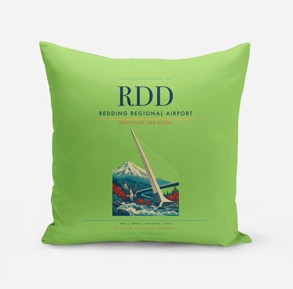 Redding Regional Airport (RDD) design on light green pillow