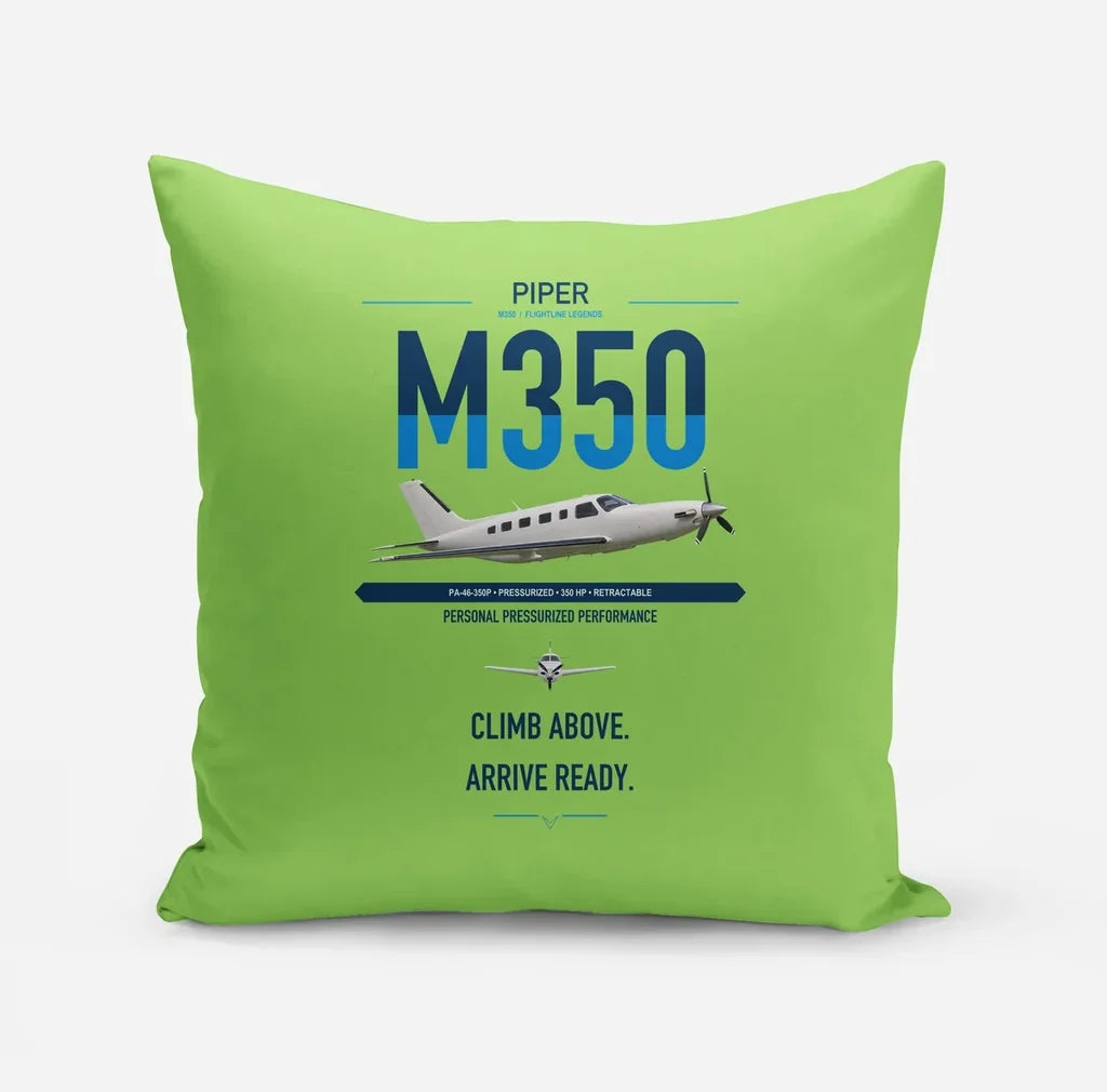 Piper M350 design on light green pillow