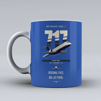 Thumbnail for Boeing 717-200 double-side print on blue ceramic mug