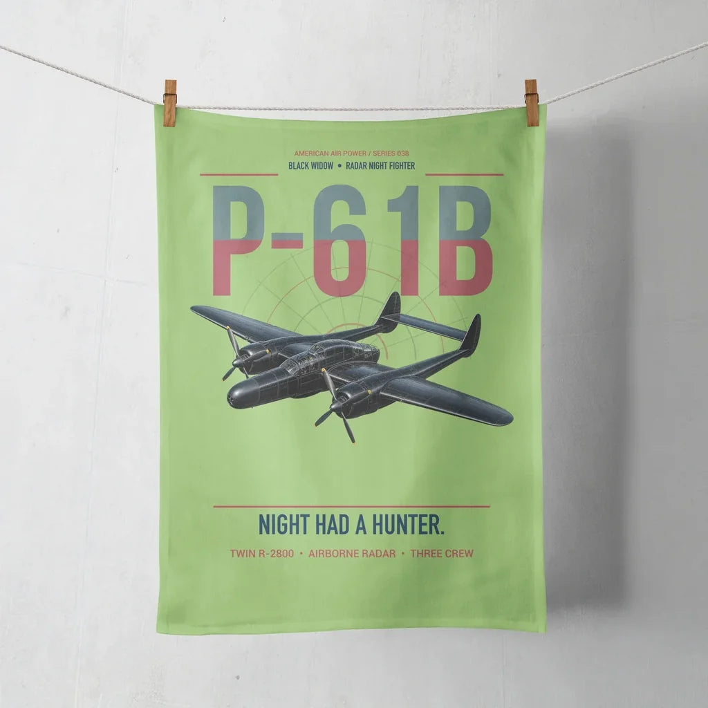 P-61B Black Widow design on light green towel