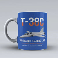 Thumbnail for T-38C Talon design on blue ceramic mug, double-side print