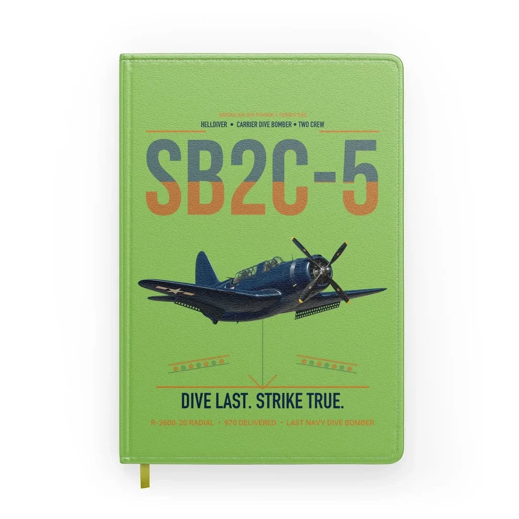 SB2C-5 Helldiver design on light green notebook