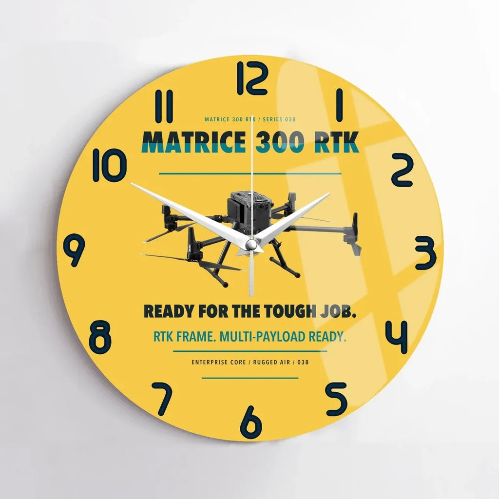 DJI Matrice 300 RTK design on yellow no frame wall clock