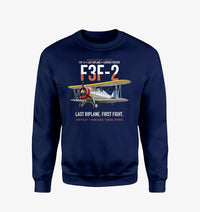 Thumbnail for F3F-2 Last Biplane First Fight design on navy blue sweatshirt