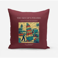 Thumbnail for VINTAGE G4379 - The Skycap's Pyramid - Designed Pillows design on darkred