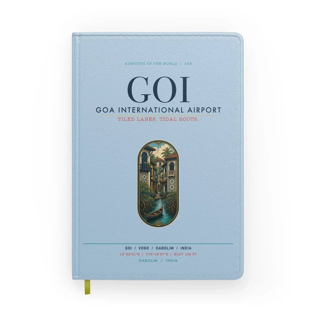 Goa International Airport Dabolim (GOI) design on light blue notebook