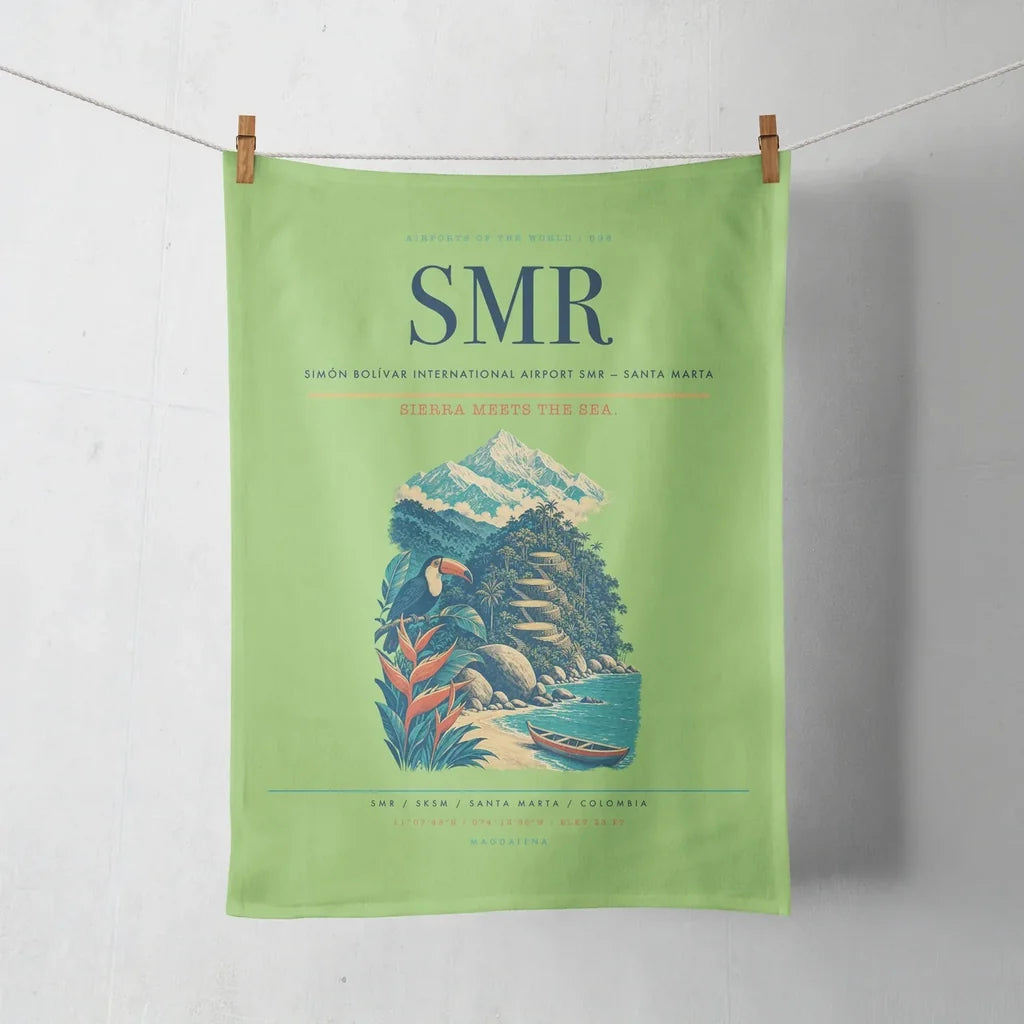 Simón Bolívar International Airport (SMR) design on light green towel