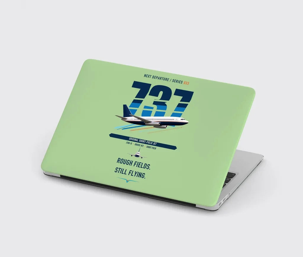 Boeing 737-200 design on light green MacBook case