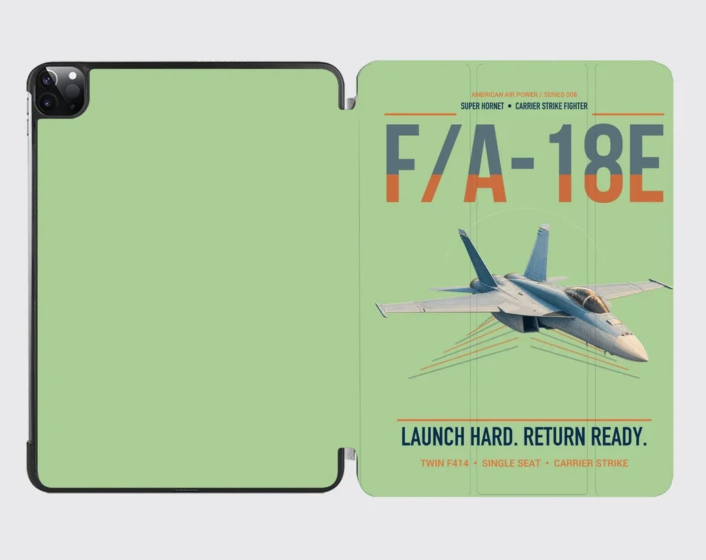 F-A-18E Super Hornet design on light green ipad tablet case