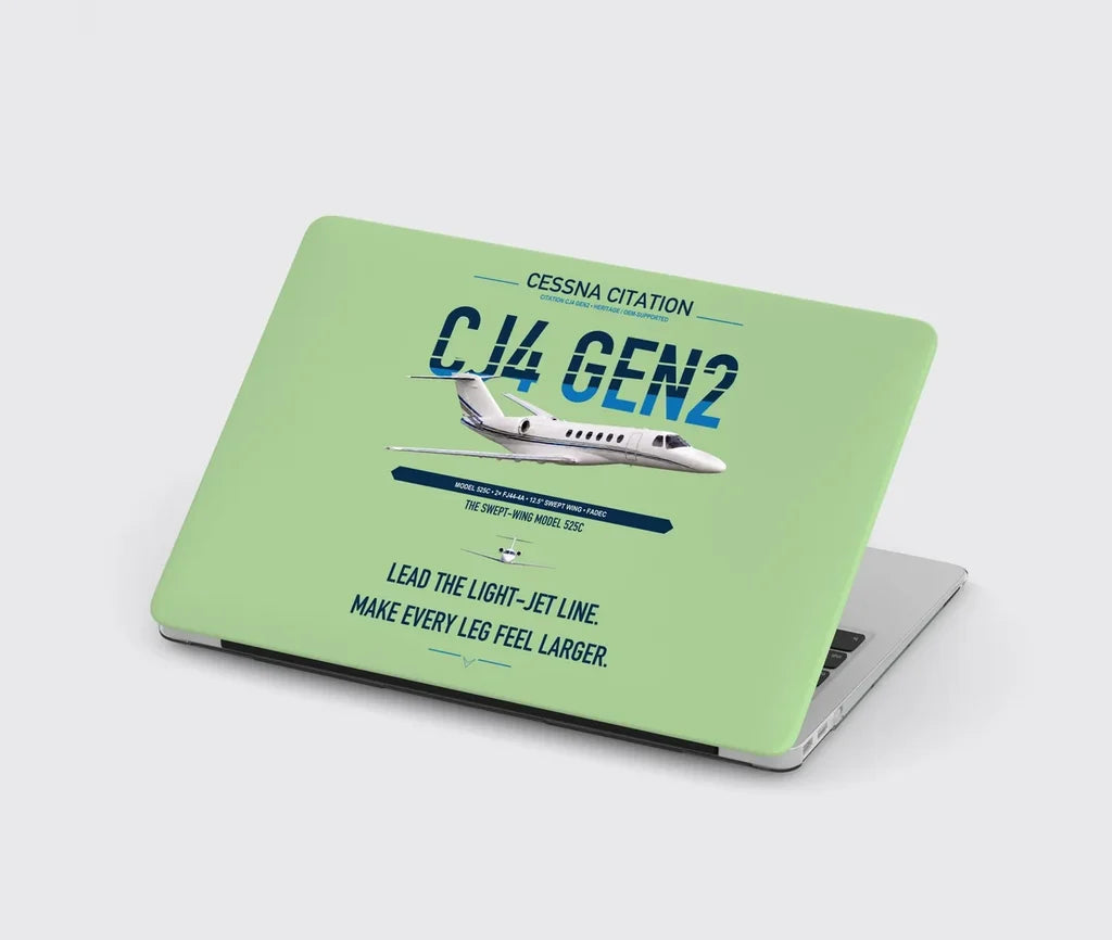 Cessna Citation CJ4 Gen2 design on light green MacBook case
