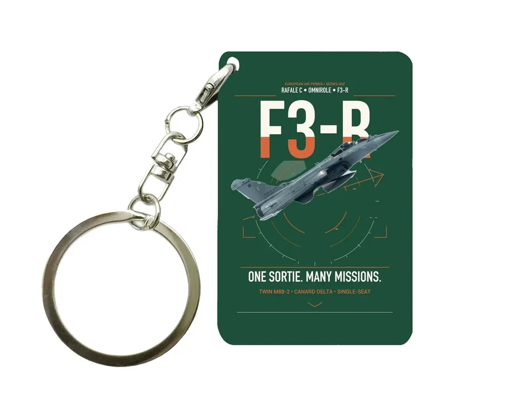 Dassault Rafale C — F3-R standard design on dark green designed key chain, double-side print