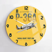 Thumbnail for P-36A Hawk design on yellow no frame wall clock