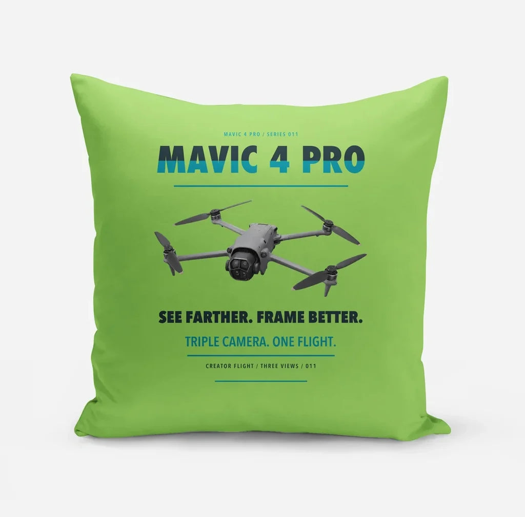 DJI Mavic 4 Pro design on light green pillow