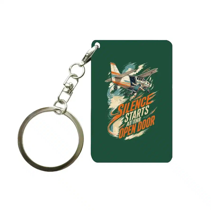 SIGNAL 657 - Silence Starts At The Open Door - Key Chain design on dark green key chain