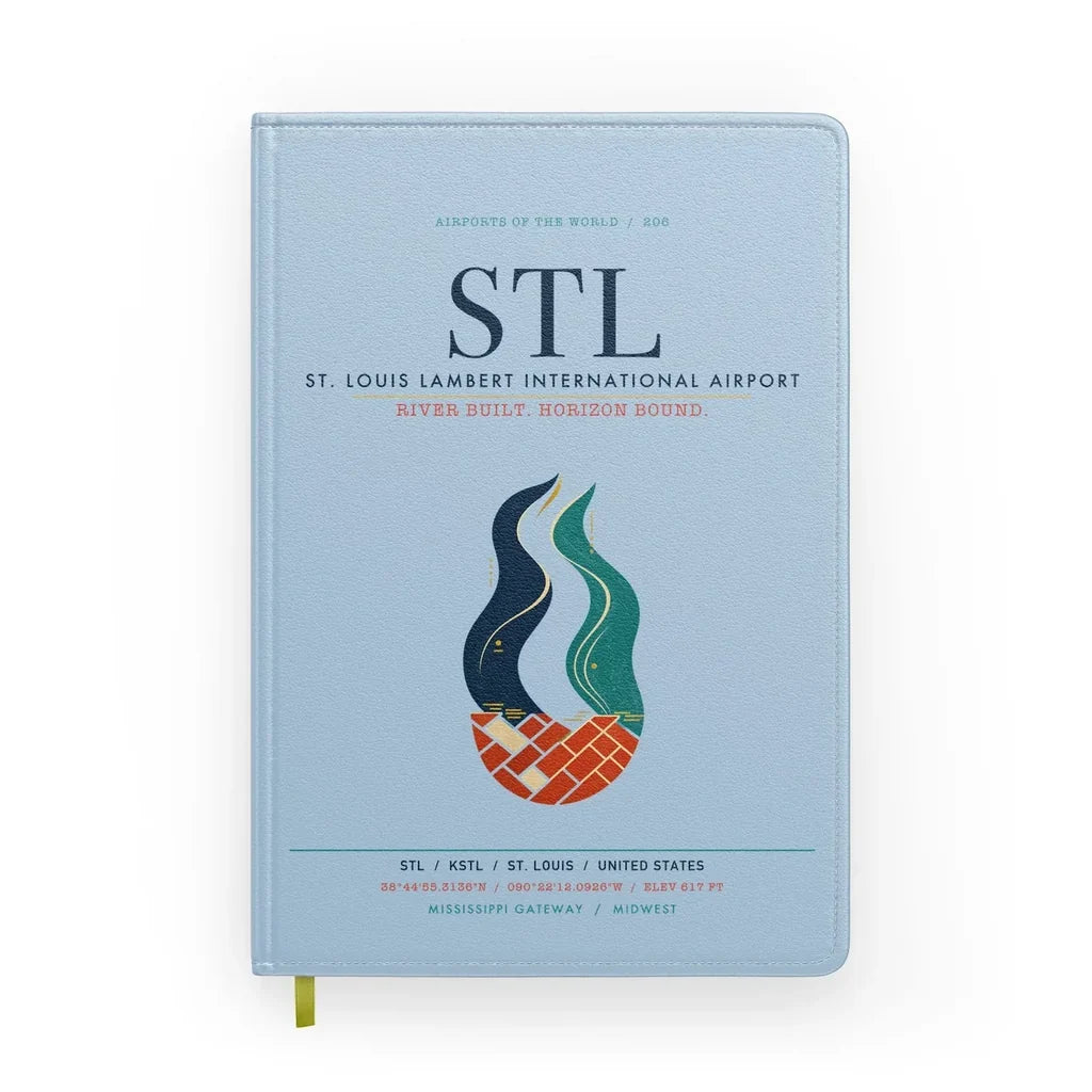St. Louis Lambert International Airport (STL) design on light blue notebook