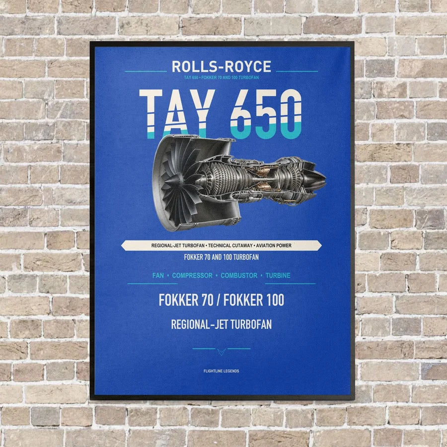 TAY 650 vertical canvas print - framed - blue background