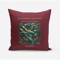 Thumbnail for VINTAGE G4403 - The Rainforest Canopy River - Designed Pillows design on darkred