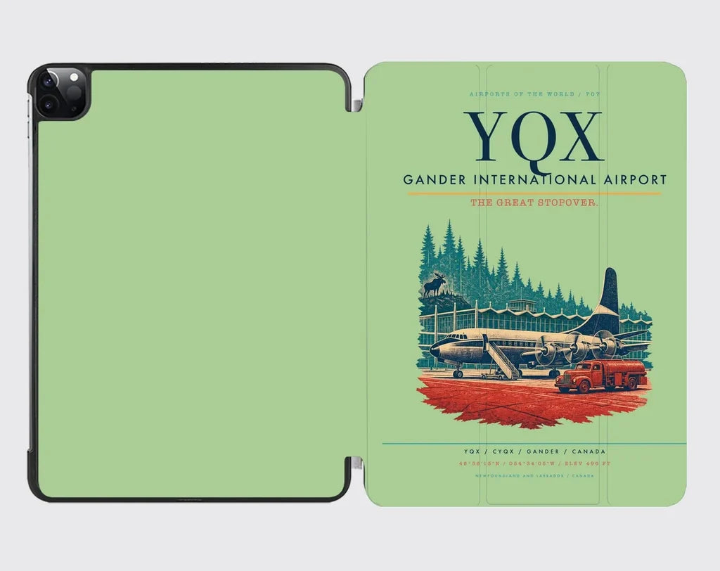 Gander International Airport (YQX) design on light green ipad tablet case
