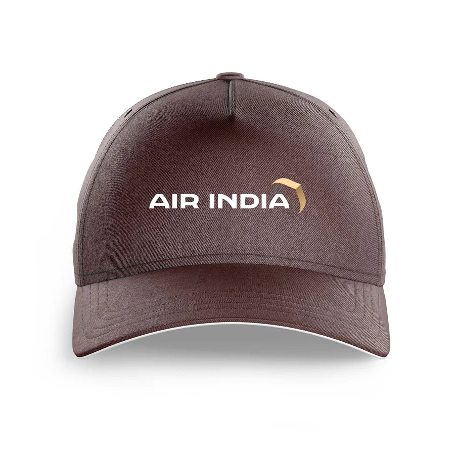Air India Airlines logo printed on brown cap