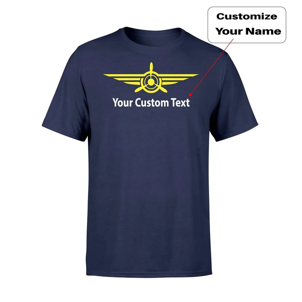 Custom Name (3) & Badge aviation t-shirt