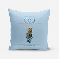 Thumbnail for Netaji Subhash Chandra Bose International Airport Kolkata (CCU) design on light blue pillow