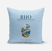Thumbnail for Rhodes Airport Diagoras (RHO) design on light blue pillow