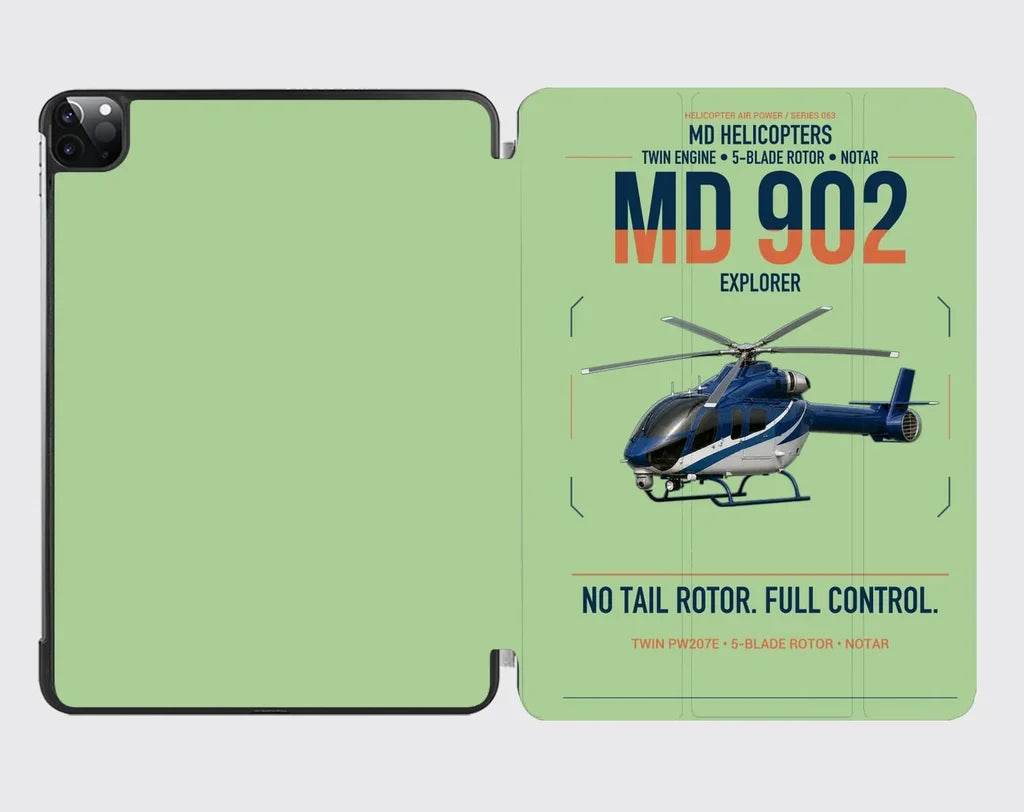 MD Helicopters MD 902 Explorer design on light green ipad tablet case