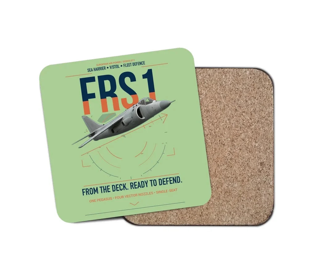 British Aerospace Sea Harrier FRS.1 design on light green 1 piece coaster