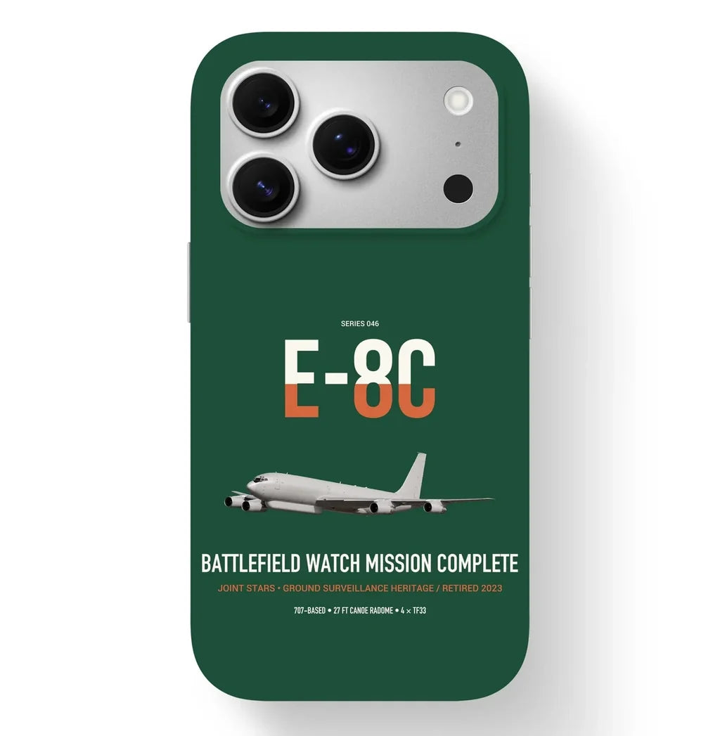 E-8C Joint STARS design on dark green magsafe iphone case, for iPhone 17 Pro